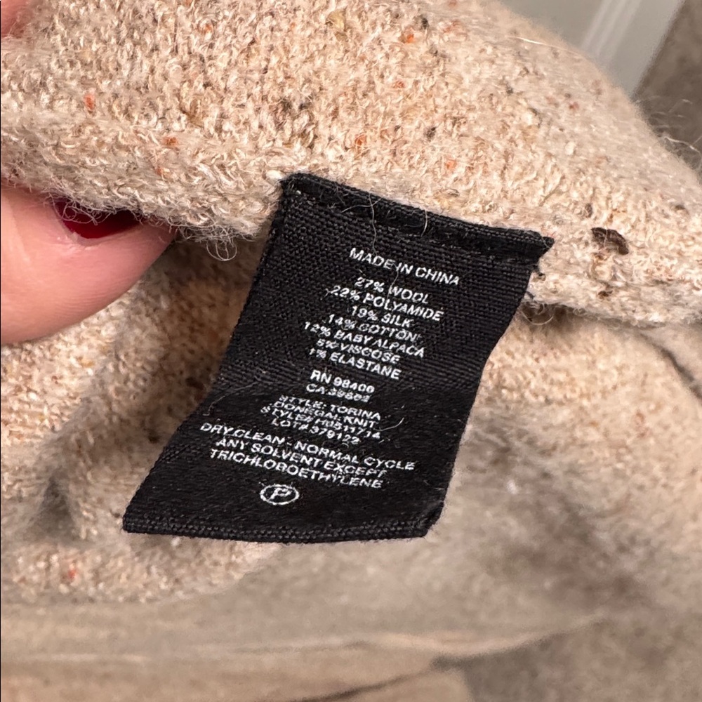 Vince Boucle Speckled Tan Wool Duster Cardigan Size Medium - Picture 4 of 6